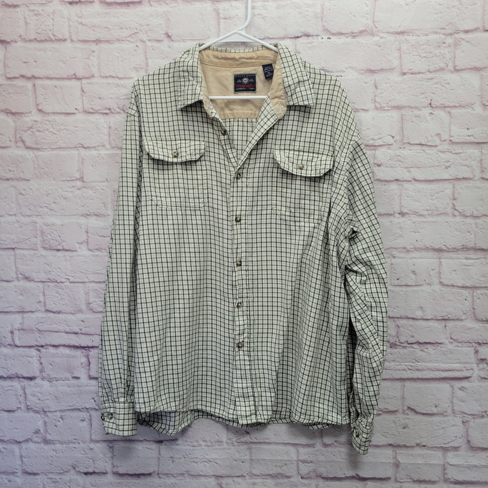 Wrangler Authentics Plaid Flannel Shirt XL Green Western Grunge Y2K Gorp Outdoor